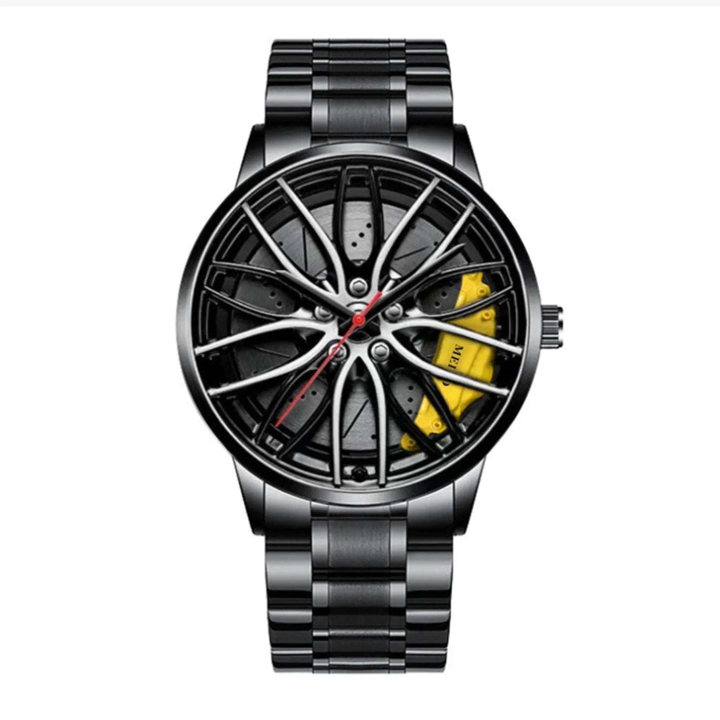 Car Watches for Men,Waterproof Stainless Steel Quartz Wrist Watch Sports Men’S Watches with Car Wheel Rim Hub Design