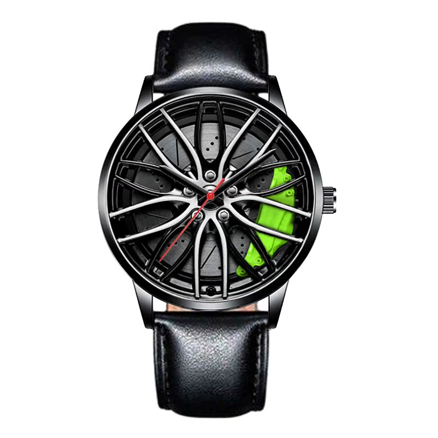 Car Wheel Watch with Leather Strap for Men Multifunctional Business Male Clock Running Climbing Fishing Sports Watch