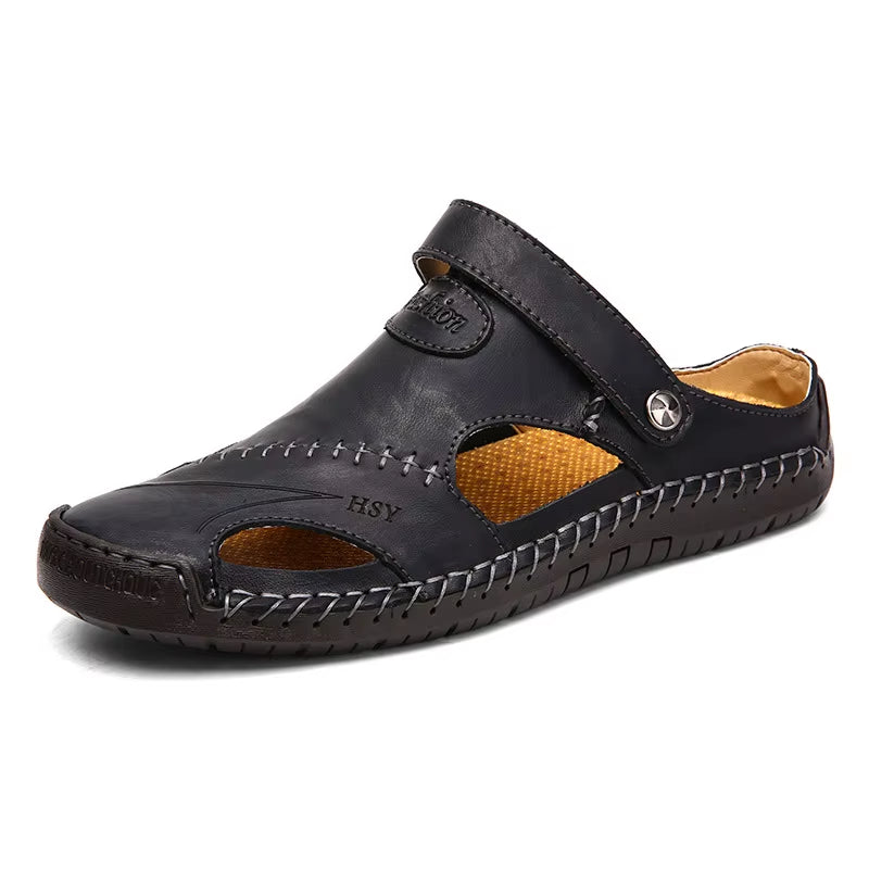 Men Water Trekking Sandals Summer Sandals Men Leather Classic Roman Sandals Slipper