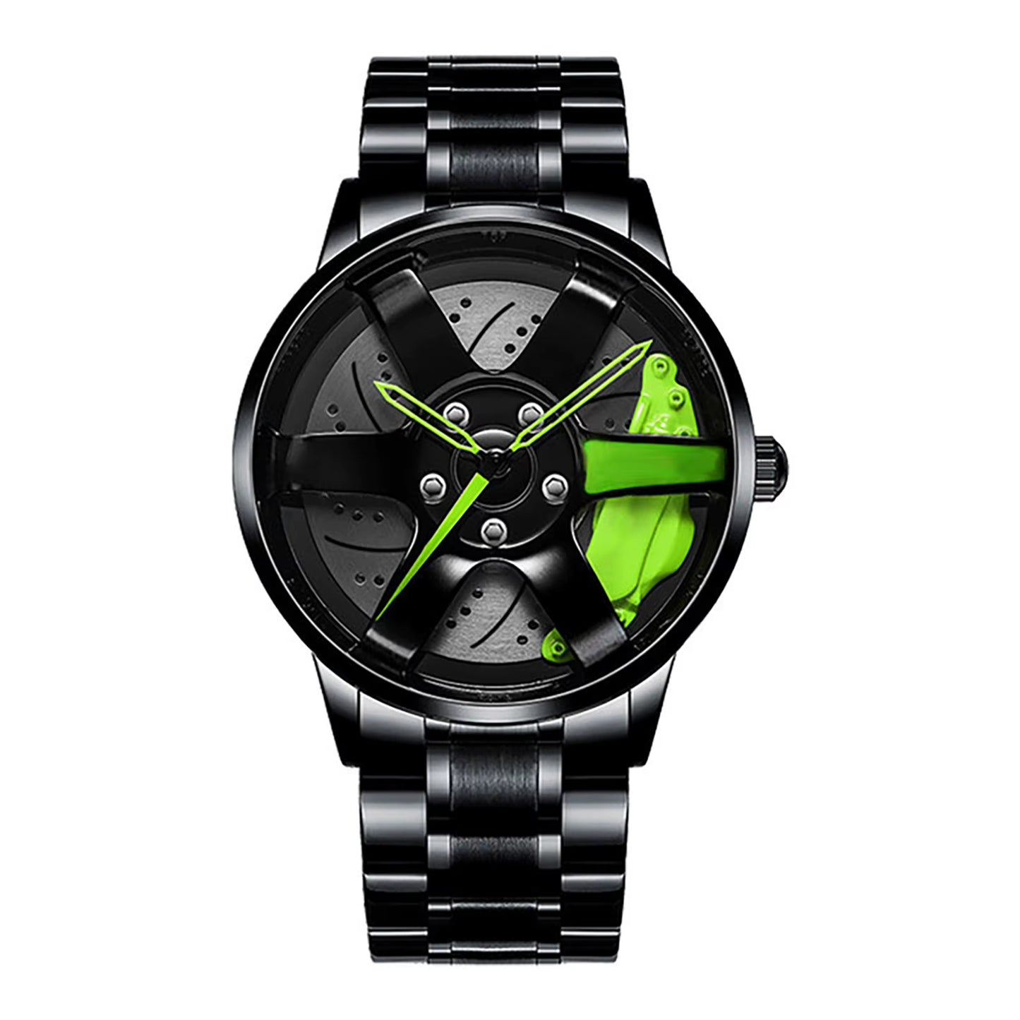 Car Wheel Watch with Leather Strap for Men Multifunctional Business Male Clock Running Climbing Fishing Sports Watch