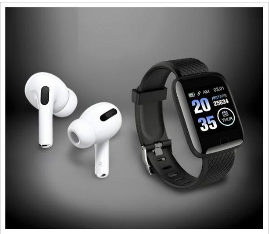 Combo Of Earbuds & Bluetooth D116 Smart Watch