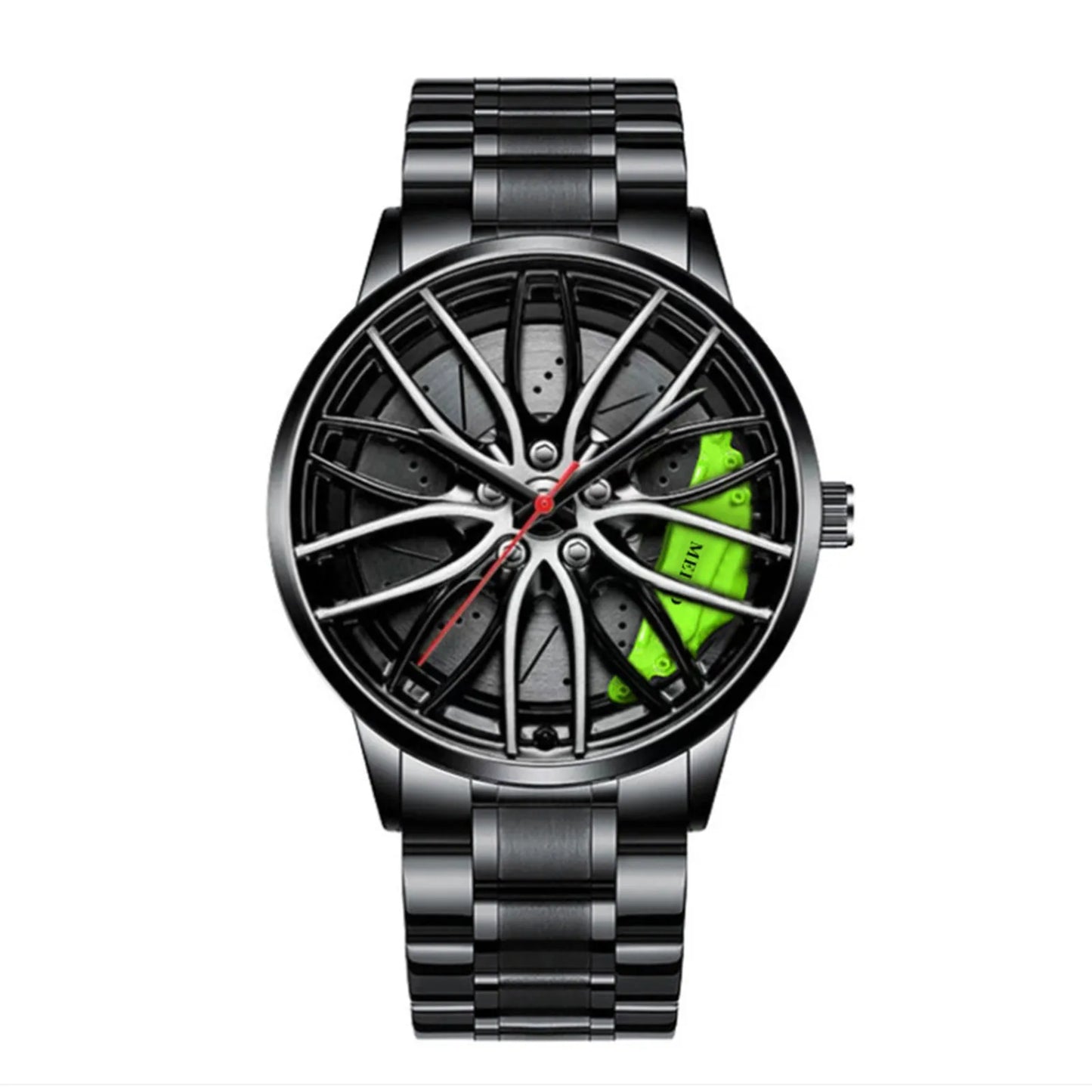 Car Watches for Men,Waterproof Stainless Steel Quartz Wrist Watch Sports Men’S Watches with Car Wheel Rim Hub Design
