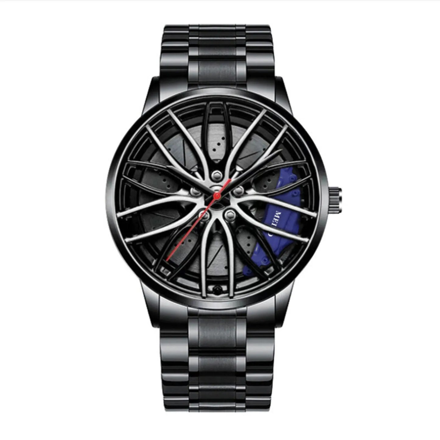 Car Watches for Men,Waterproof Stainless Steel Quartz Wrist Watch Sports Men’S Watches with Car Wheel Rim Hub Design