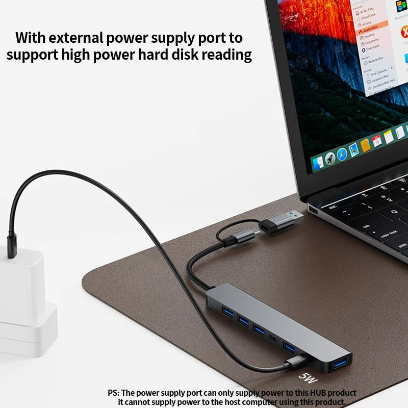 VIENON Aluminum 7-in-1 USB C Hub, USB 3.0 Splitter with 1 USB 3.0 Port, 4 USB 2.0 Ports, and 2 USB C Ports