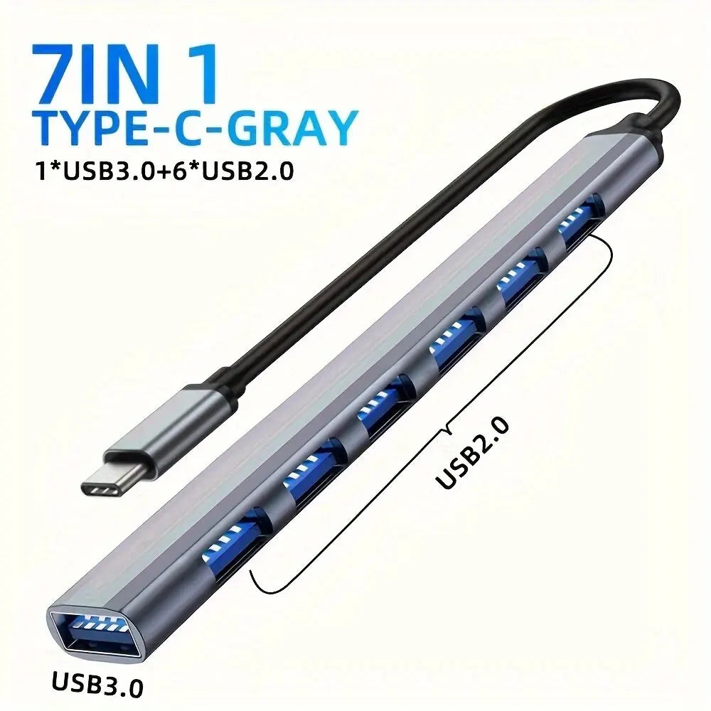 VIENON Aluminum 7-in-1 USB C Hub, USB 3.0 Splitter with 1 USB 3.0 Port, 4 USB 2.0 Ports, and 2 USB C Ports