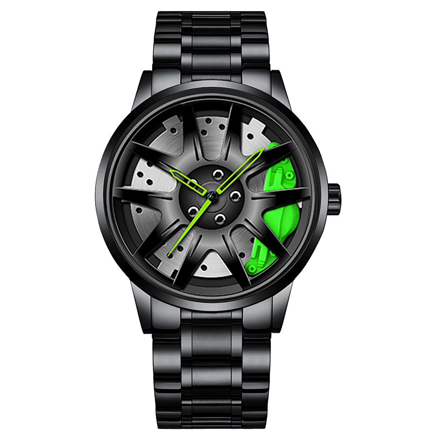 Car Wheel Watch with Leather Strap for Men Multifunctional Business Male Clock Running Climbing Fishing Sports Watch