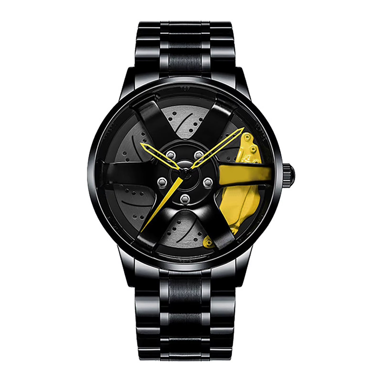 Car Wheel Watch with Leather Strap for Men Multifunctional Business Male Clock Running Climbing Fishing Sports Watch