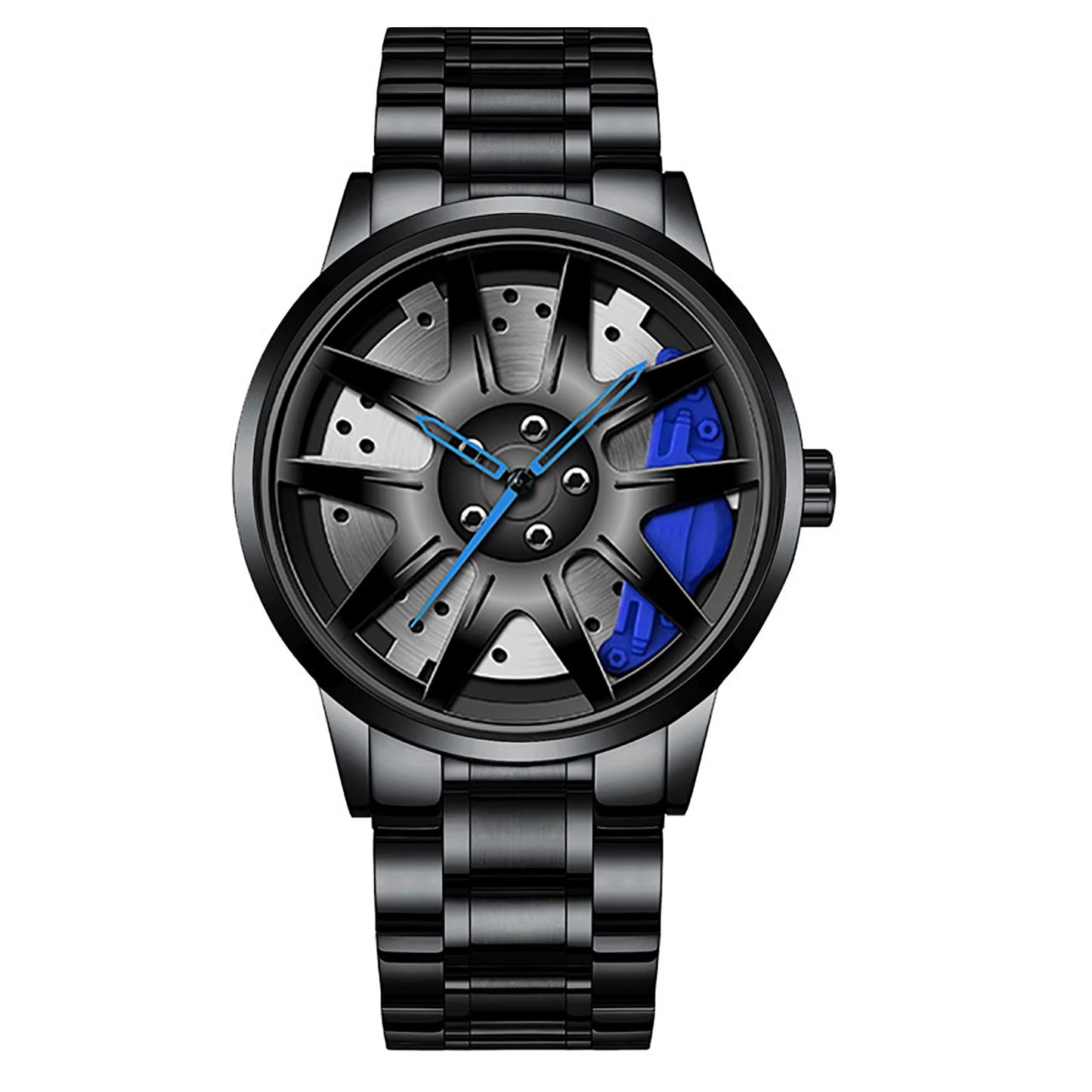 Car Wheel Watch with Leather Strap for Men Multifunctional Business Male Clock Running Climbing Fishing Sports Watch