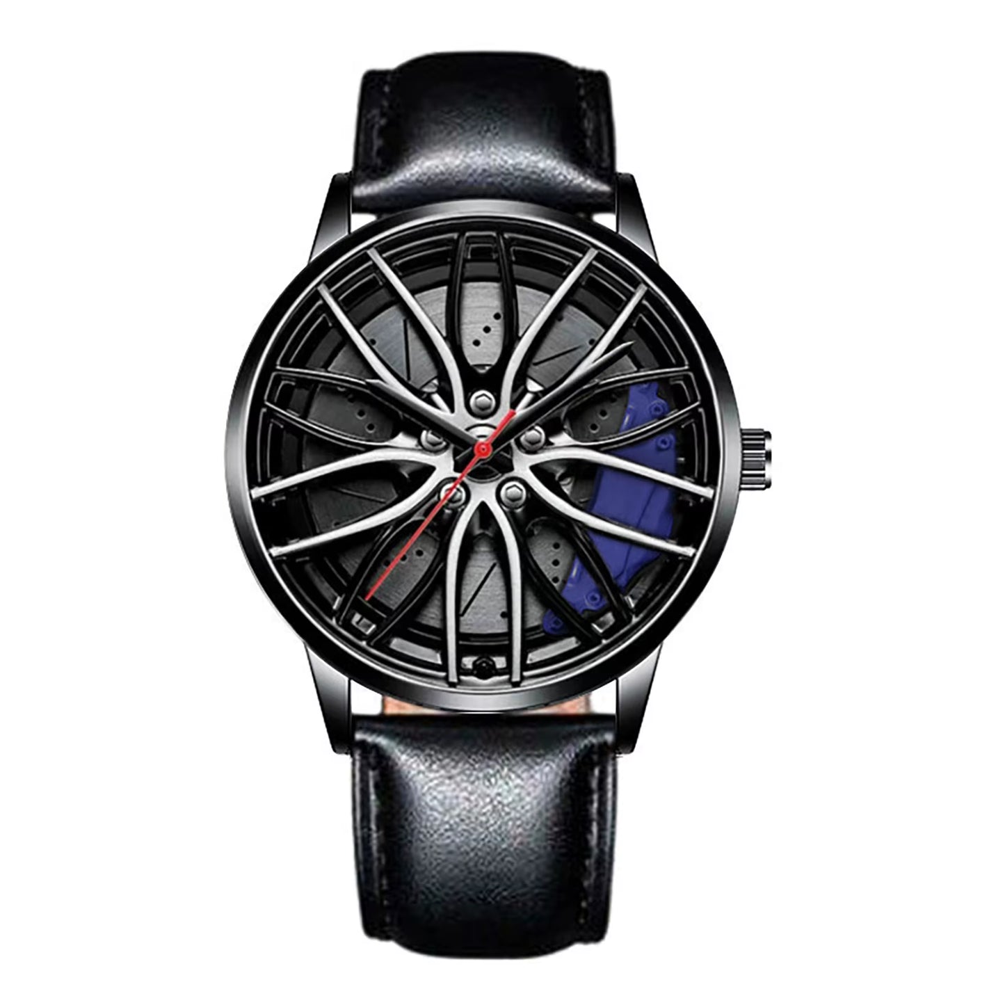Car Wheel Watch with Leather Strap for Men Multifunctional Business Male Clock Running Climbing Fishing Sports Watch