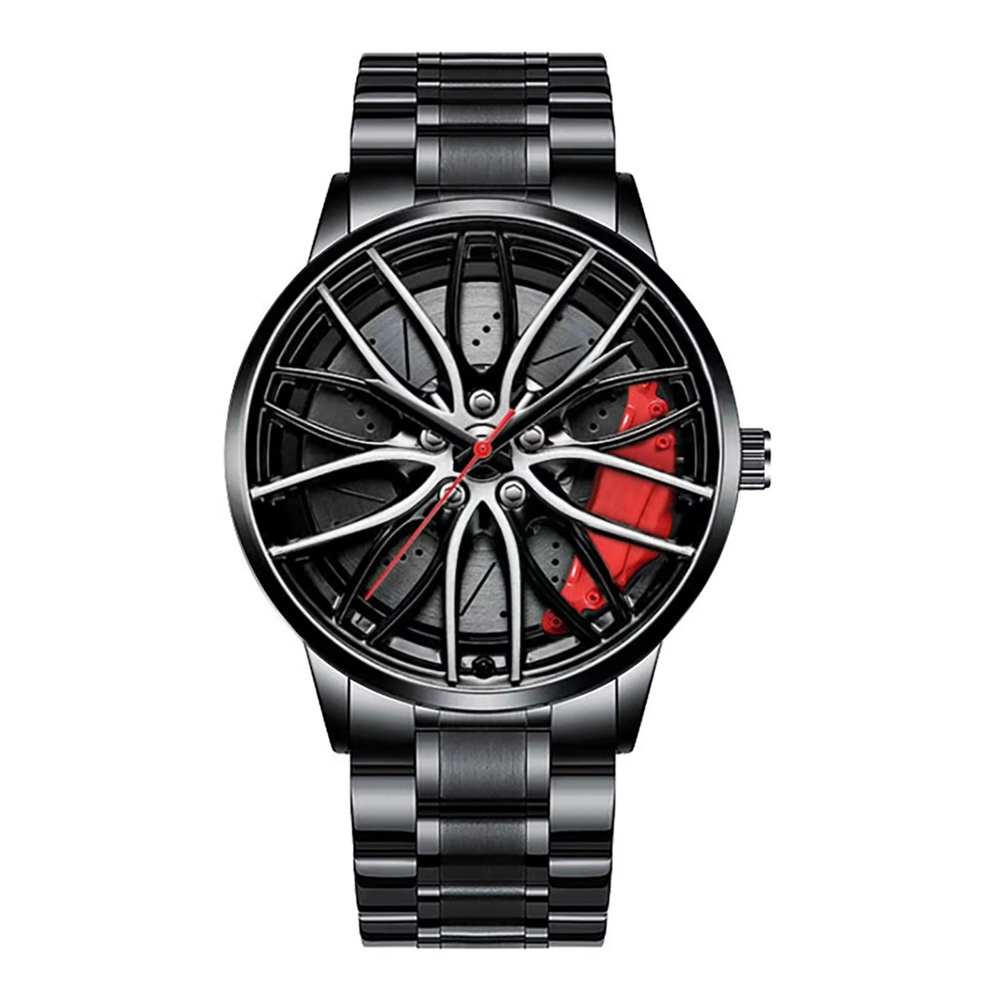 Car Wheel Watch with Leather Strap for Men Multifunctional Business Male Clock Running Climbing Fishing Sports Watch