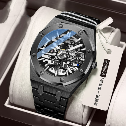 Transparent Dial Men’s Watch – High-End Skeleton Automatic Mechanical Design