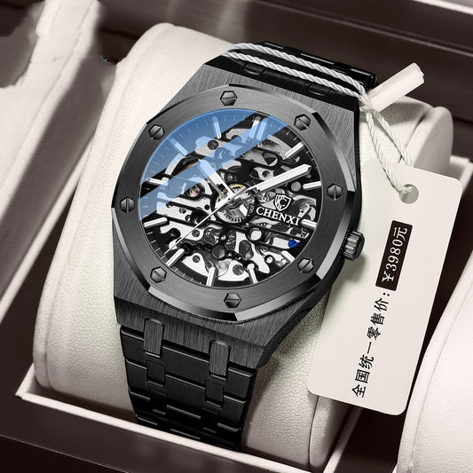 Transparent Dial Men’s Watch – High-End Skeleton Automatic Mechanical Design