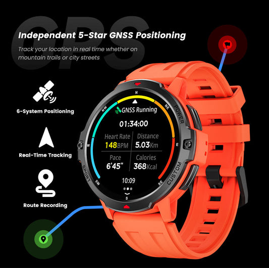 GPS Smartwatch 3ATM: Built-in GPS & Health Tracking