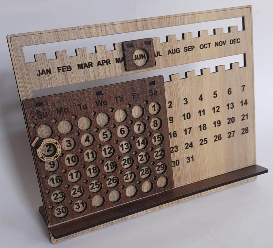 Wooden Lifetime Calendar | Eco-Friendly Perpetual Desk & Home Décor Gift