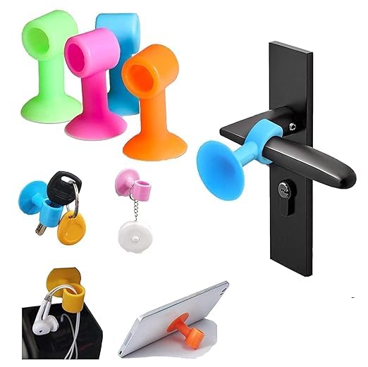 Anti-Collision Silicone Door Stopper Door Handle Crash Pad Bumper Guard (Multicolor, Pack of 2)