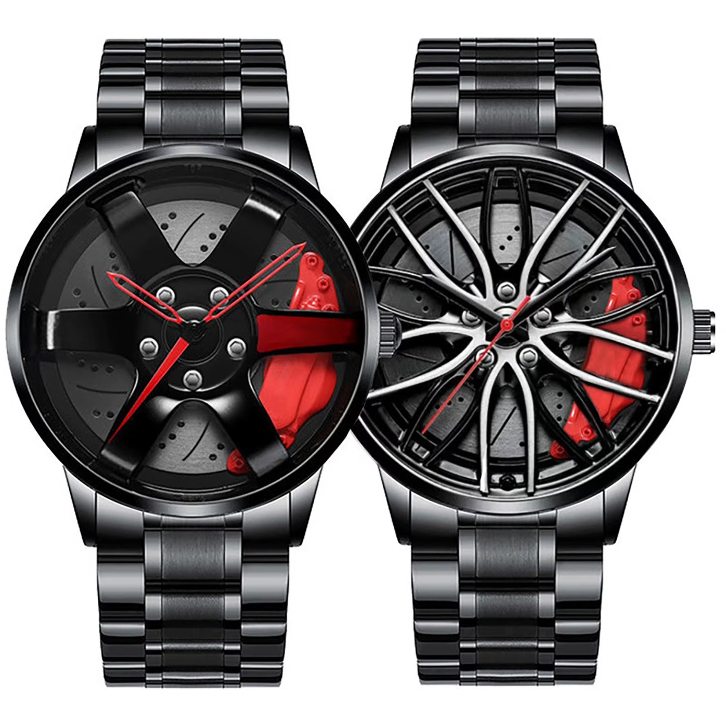 Car Wheel Watch with Leather Strap for Men Multifunctional Business Male Clock Running Climbing Fishing Sports Watch