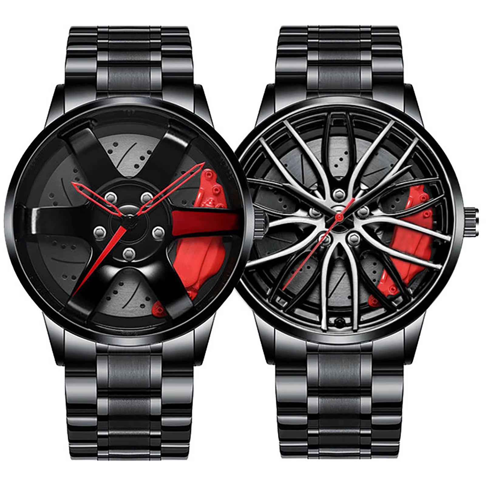Car Wheel Watch with Leather Strap for Men Multifunctional Business Male Clock Running Climbing Fishing Sports Watch