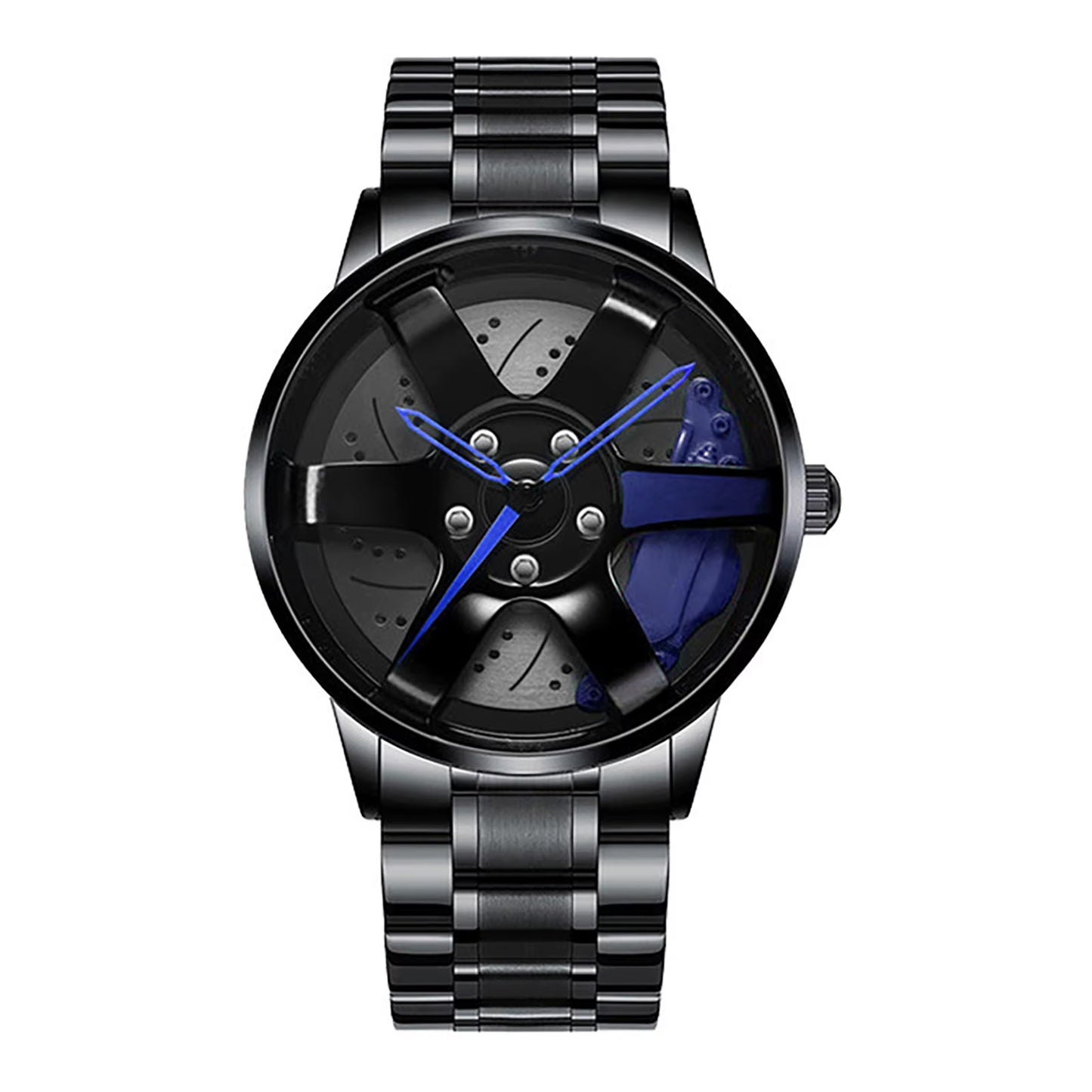 Car Wheel Watch with Leather Strap for Men Multifunctional Business Male Clock Running Climbing Fishing Sports Watch