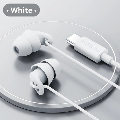 Remax Soft Sleep Earphones Wired Noise Cancelling In-Ear Anti-noise Type C 3.5mm Earphone Wired For Mobile Phone Earplugs Mini