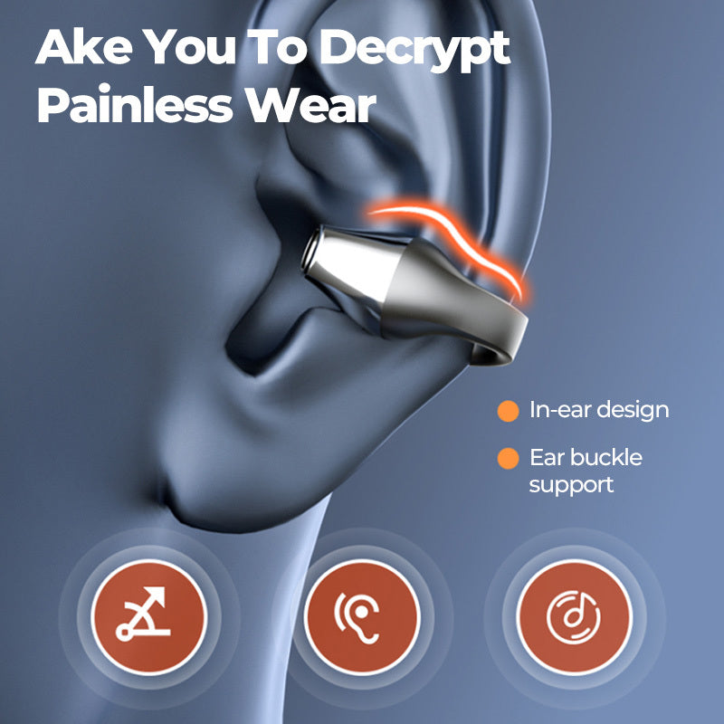 Ear Clip Bone Conduction Headphones: Bluetooth 5.2, HIFI Wireless Audio, Handsfree Touch Control, and Sport Noise Cancellation