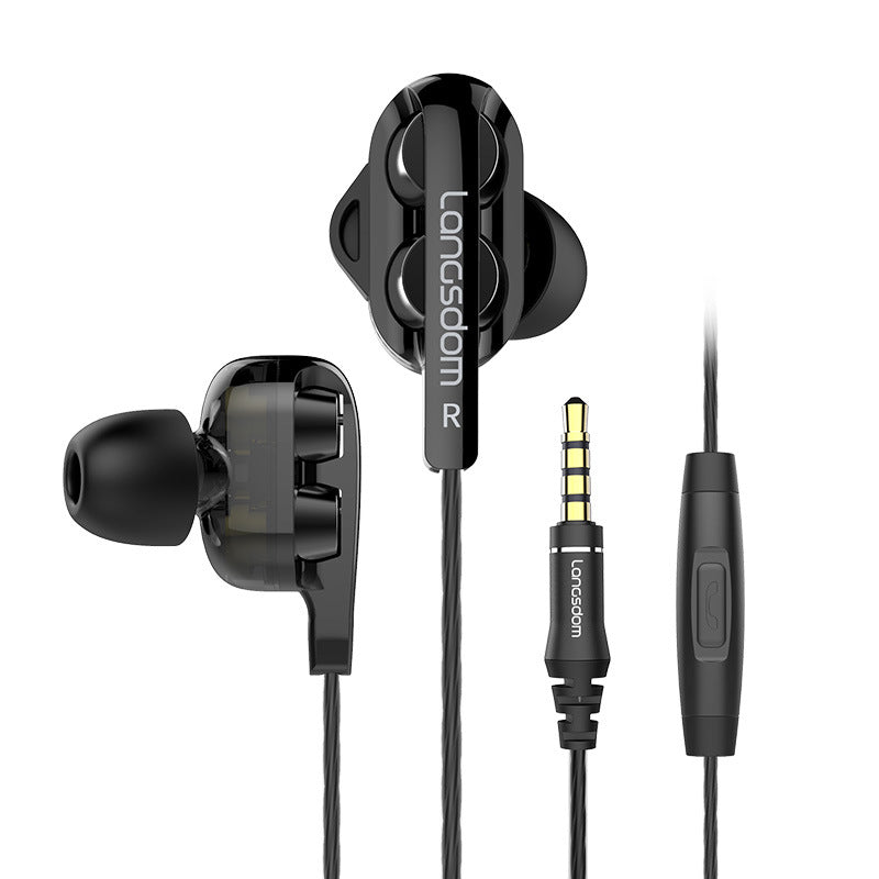 D4 Quad-core Dual-moving Coil Eating Chicken Gaming Headset In-ear