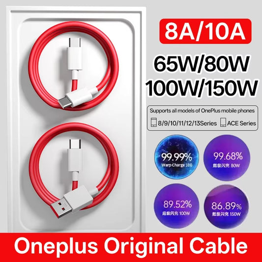 80W 100W 150W Type C USB Cable SUPERVOOC 2.0 Fast Charging for  10 Pro 10R 11 12 13 Nord 2T CE 3 Lite Ace 2V Realme Oppo