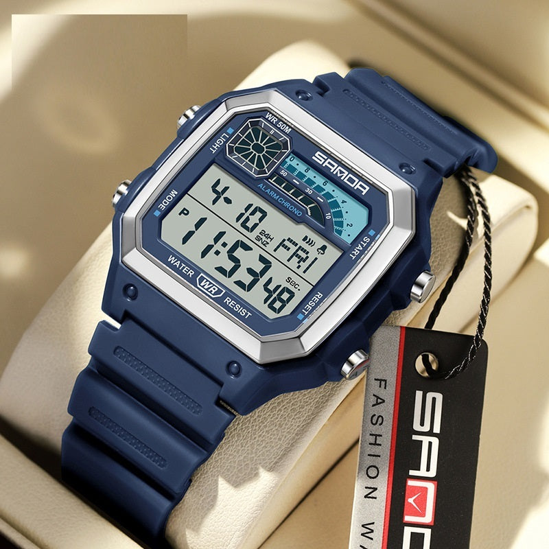 Men’s Electronic Sports Watch – Luminous, Waterproof & Ultra-Thin Square Design