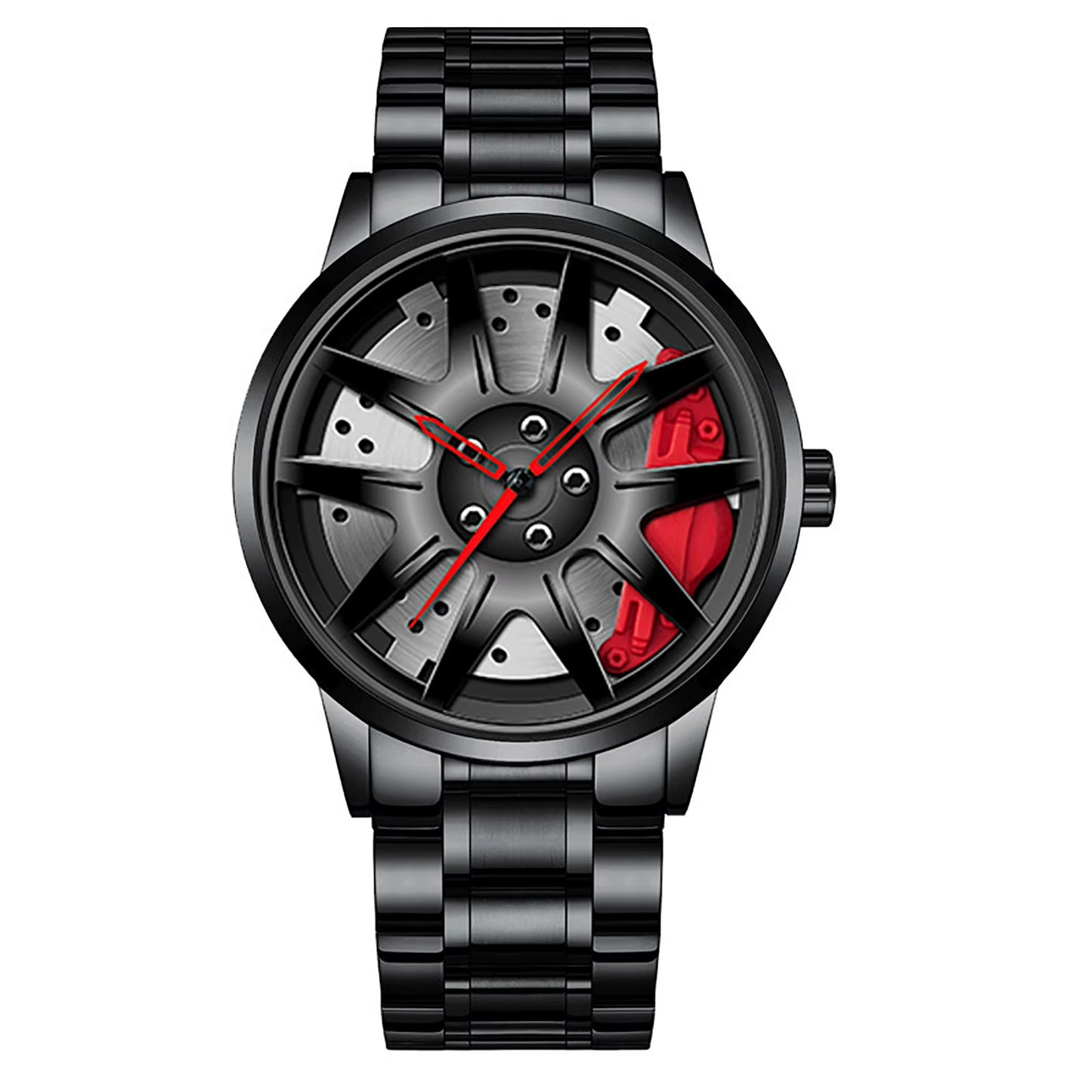 Car Wheel Watch with Leather Strap for Men Multifunctional Business Male Clock Running Climbing Fishing Sports Watch