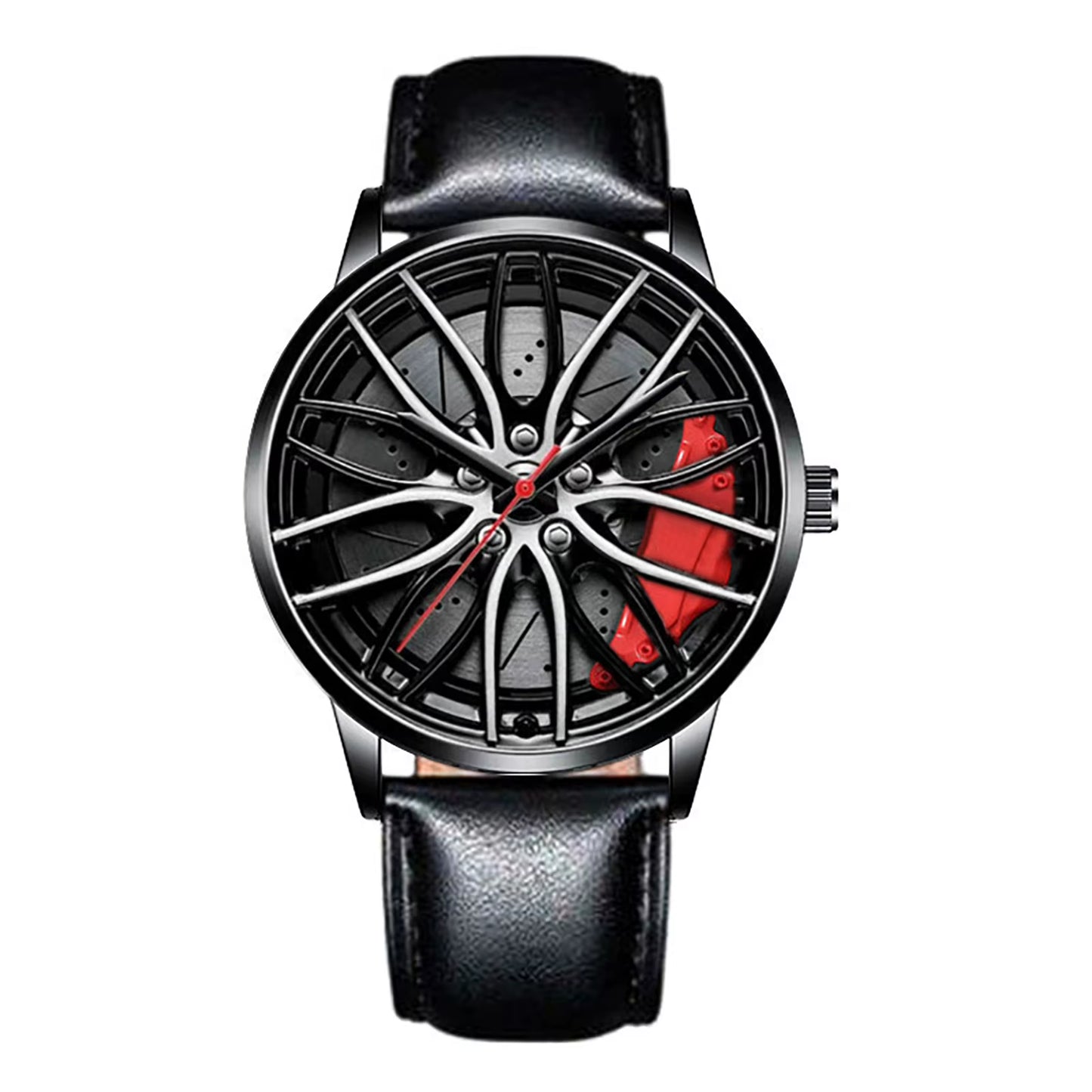 Car Wheel Watch with Leather Strap for Men Multifunctional Business Male Clock Running Climbing Fishing Sports Watch