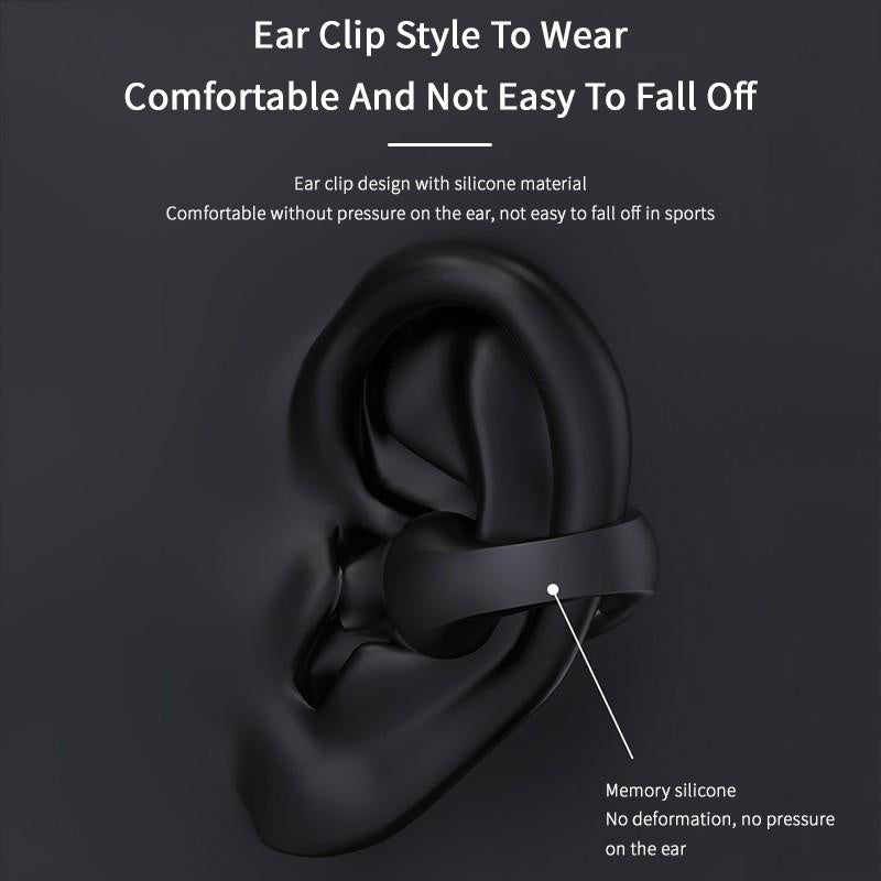 Ear Clip Bone Conduction Headphones: Bluetooth 5.2, HIFI Wireless Audio, Handsfree Touch Control, and Sport Noise Cancellation
