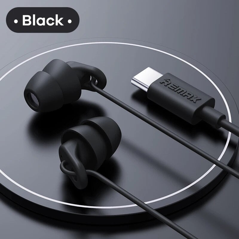 Remax Soft Sleep Earphones Wired Noise Cancelling In-Ear Anti-noise Type C 3.5mm Earphone Wired For Mobile Phone Earplugs Mini