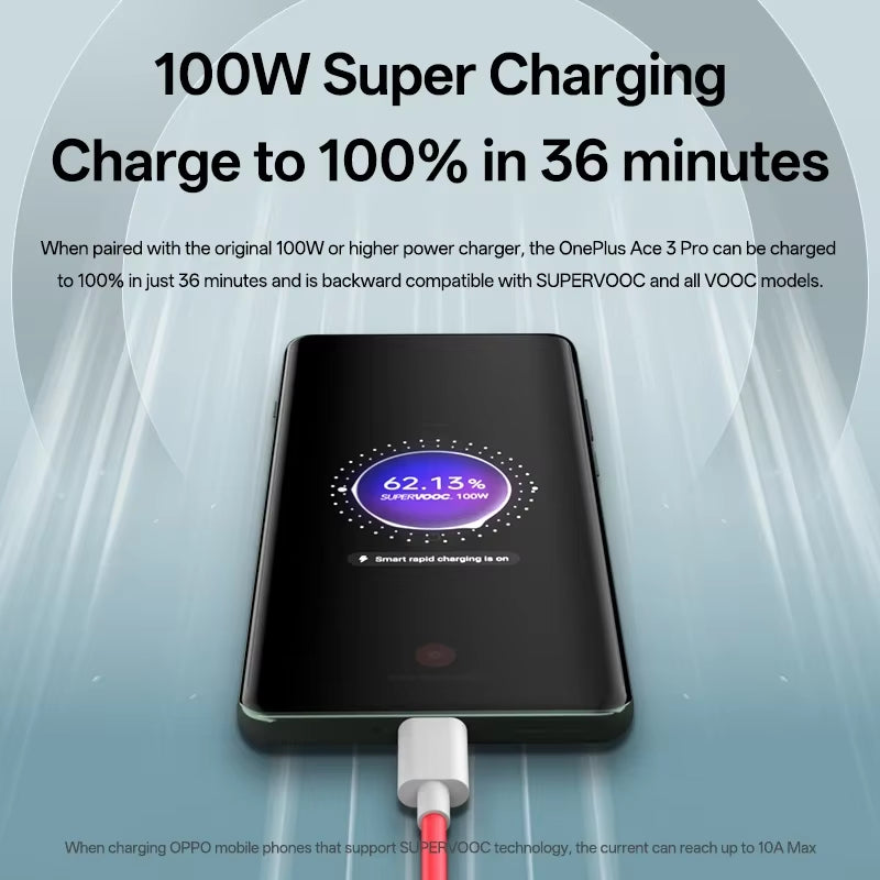 80W 100W 150W Type C USB Cable SUPERVOOC 2.0 Fast Charging for  10 Pro 10R 11 12 13 Nord 2T CE 3 Lite Ace 2V Realme Oppo