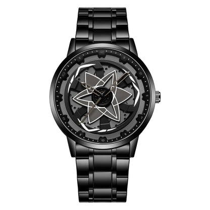 Creative Waterproof Rotating Hub Watch, Fashionable 3D Hollow Design