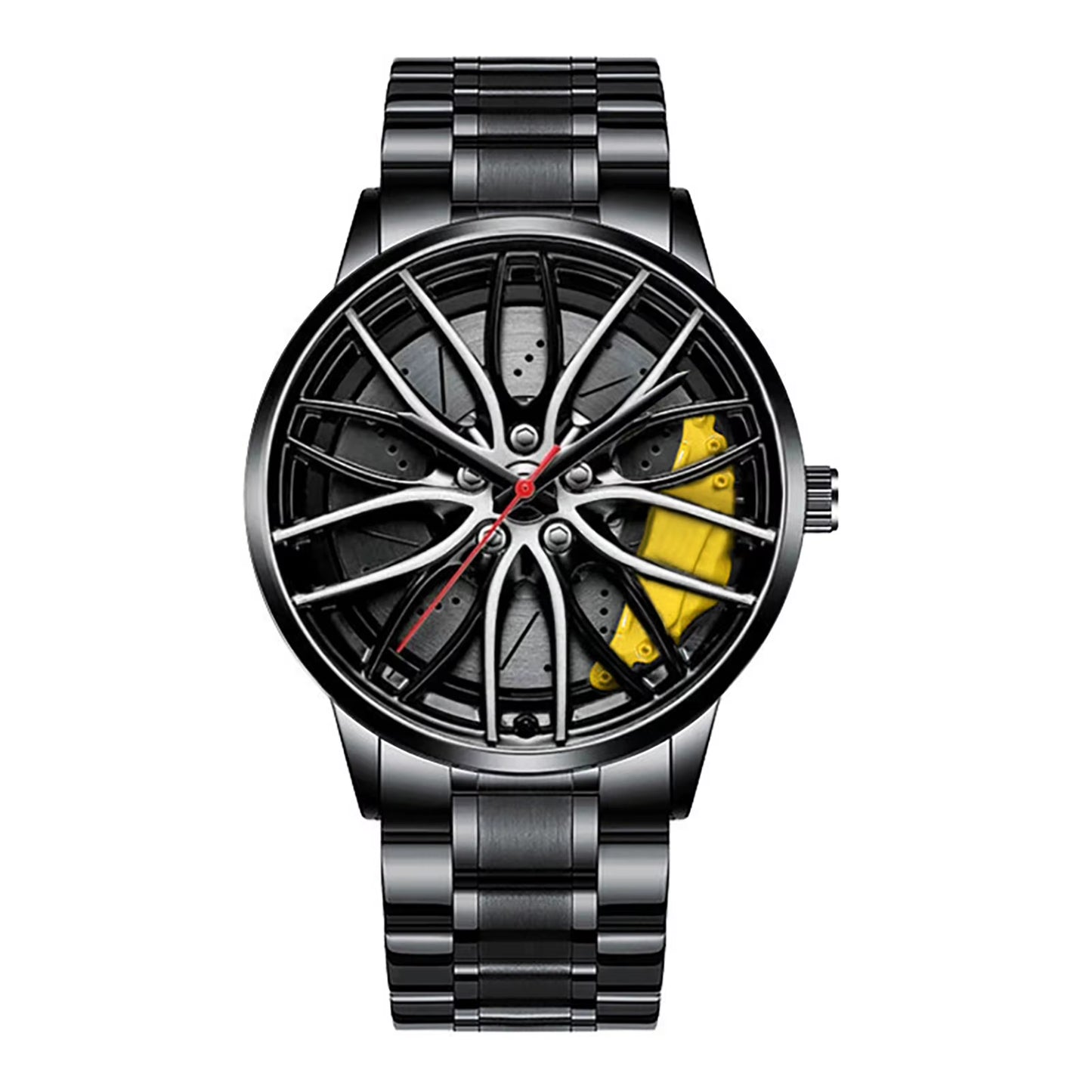 Car Wheel Watch with Leather Strap for Men Multifunctional Business Male Clock Running Climbing Fishing Sports Watch