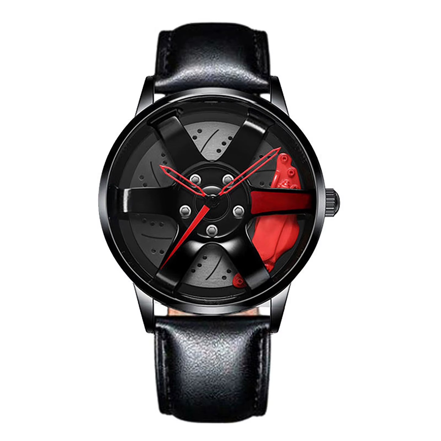 Car Wheel Watch with Leather Strap for Men Multifunctional Business Male Clock Running Climbing Fishing Sports Watch