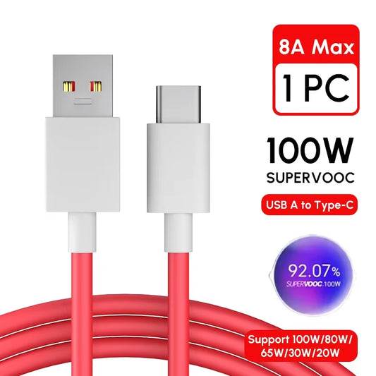 80W 100W 150W Type C USB Cable SUPERVOOC 2.0 Fast Charging for  10 Pro 10R 11 12 13 Nord 2T CE 3 Lite Ace 2V Realme Oppo