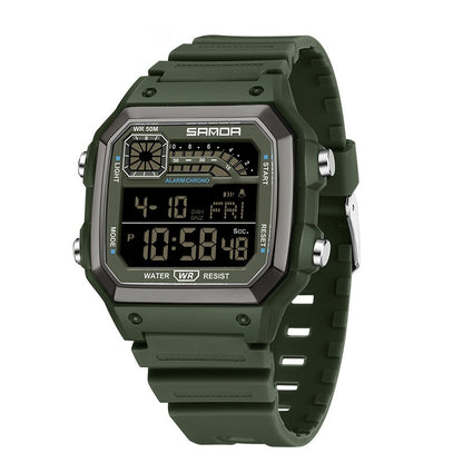 Men’s Electronic Sports Watch – Luminous, Waterproof & Ultra-Thin Square Design
