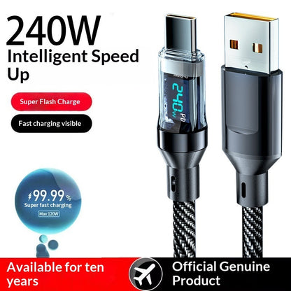 Smart Digital Display Type-C Cable 240W Super Fast Charging
