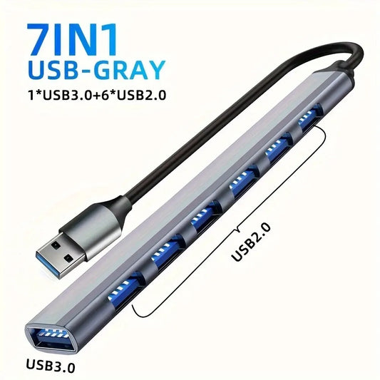 VIENON Aluminum 7-in-1 USB C Hub, USB 3.0 Splitter with 1 USB 3.0 Port, 4 USB 2.0 Ports, and 2 USB C Ports