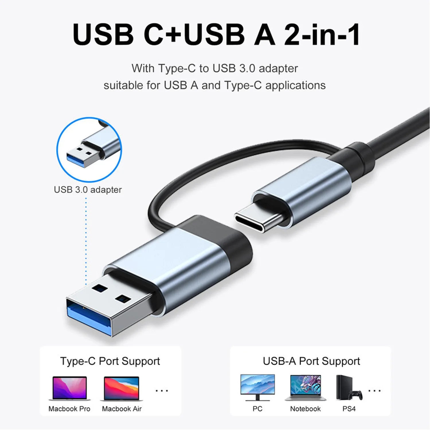 VIENON Aluminum 7-in-1 USB C Hub, USB 3.0 Splitter with 1 USB 3.0 Port, 4 USB 2.0 Ports, and 2 USB C Ports