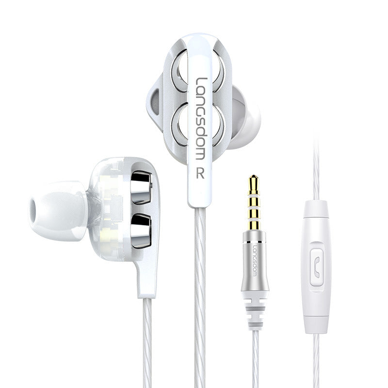D4 Quad-core Dual-moving Coil Eating Chicken Gaming Headset In-ear