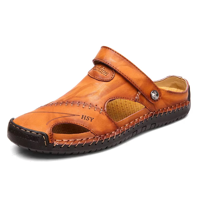 Men Water Trekking Sandals Summer Sandals Men Leather Classic Roman Sandals Slipper