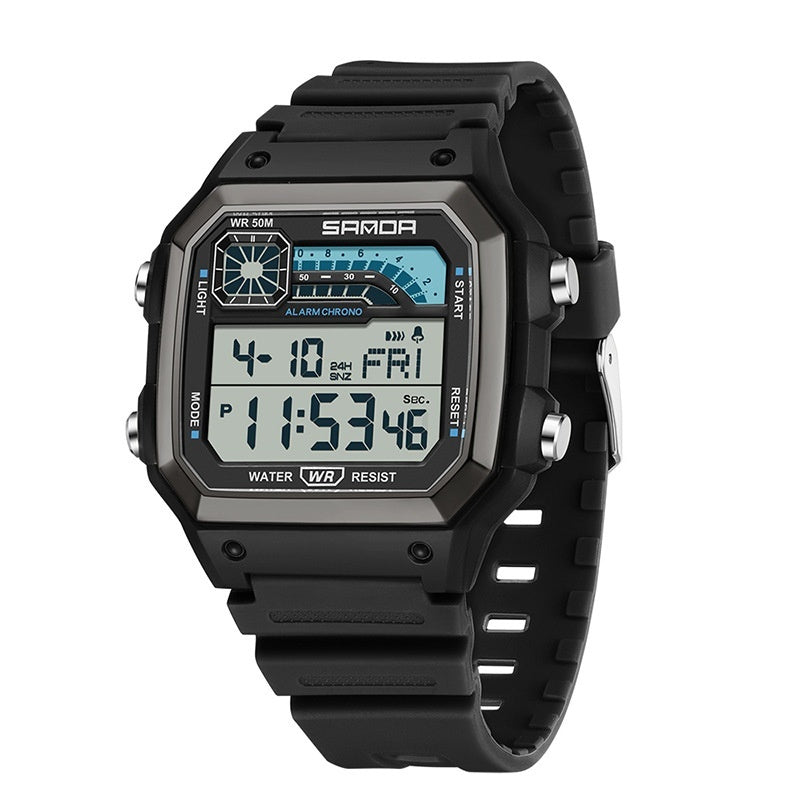 Men’s Electronic Sports Watch – Luminous, Waterproof & Ultra-Thin Square Design