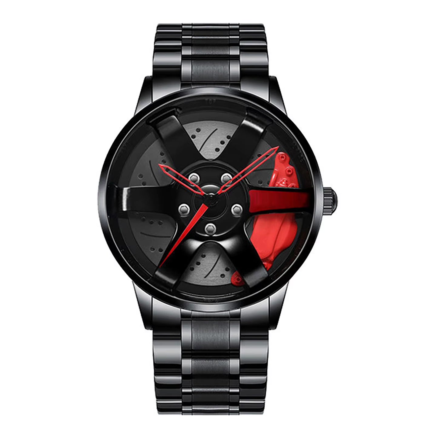 Car Wheel Watch with Leather Strap for Men Multifunctional Business Male Clock Running Climbing Fishing Sports Watch