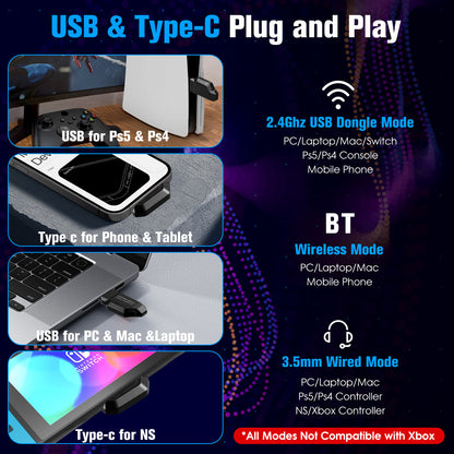 Wireless Head-mounted Gaming Headset Bluetooth 24G E-sports Headset