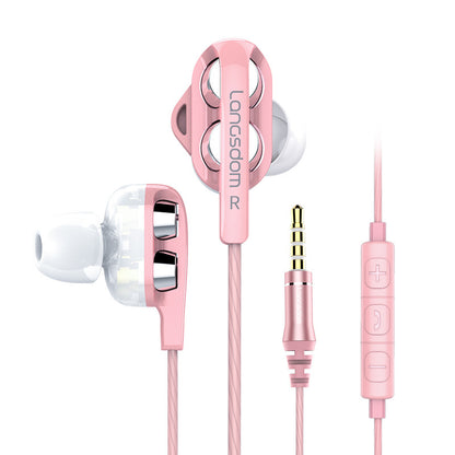 D4 Quad-core Dual-moving Coil Eating Chicken Gaming Headset In-ear