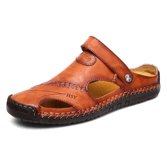 Men Water Trekking Sandals Summer Sandals Men Leather Classic Roman Sandals Slipper