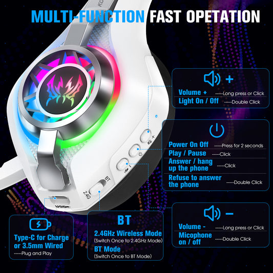 Wireless Head-mounted Gaming Headset Bluetooth 24G E-sports Headset