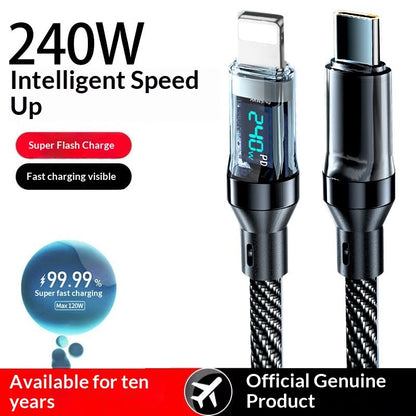 Smart Digital Display Type-C Cable 240W Super Fast Charging