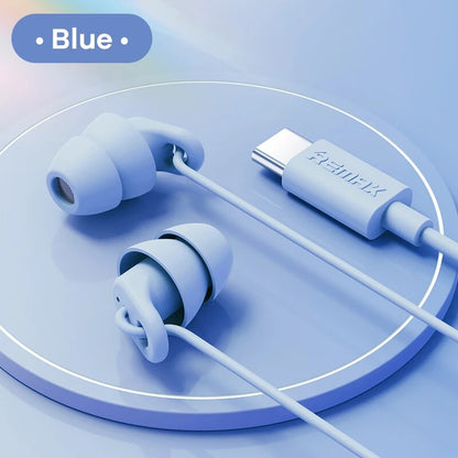 Remax Soft Sleep Earphones Wired Noise Cancelling In-Ear Anti-noise Type C 3.5mm Earphone Wired For Mobile Phone Earplugs Mini
